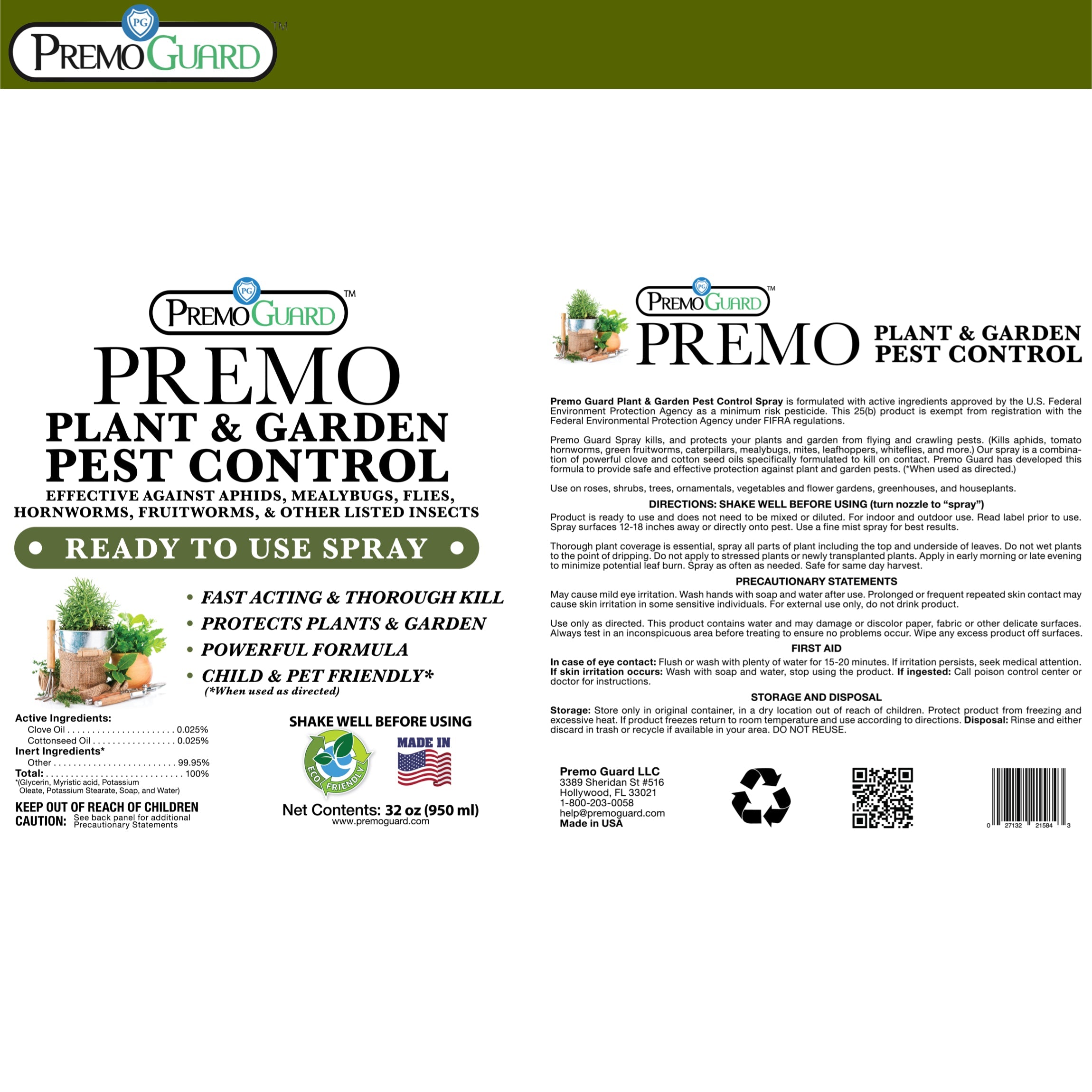 Indoor & Outdoor Plant and Garden Pest Control Spray - 32 oz
