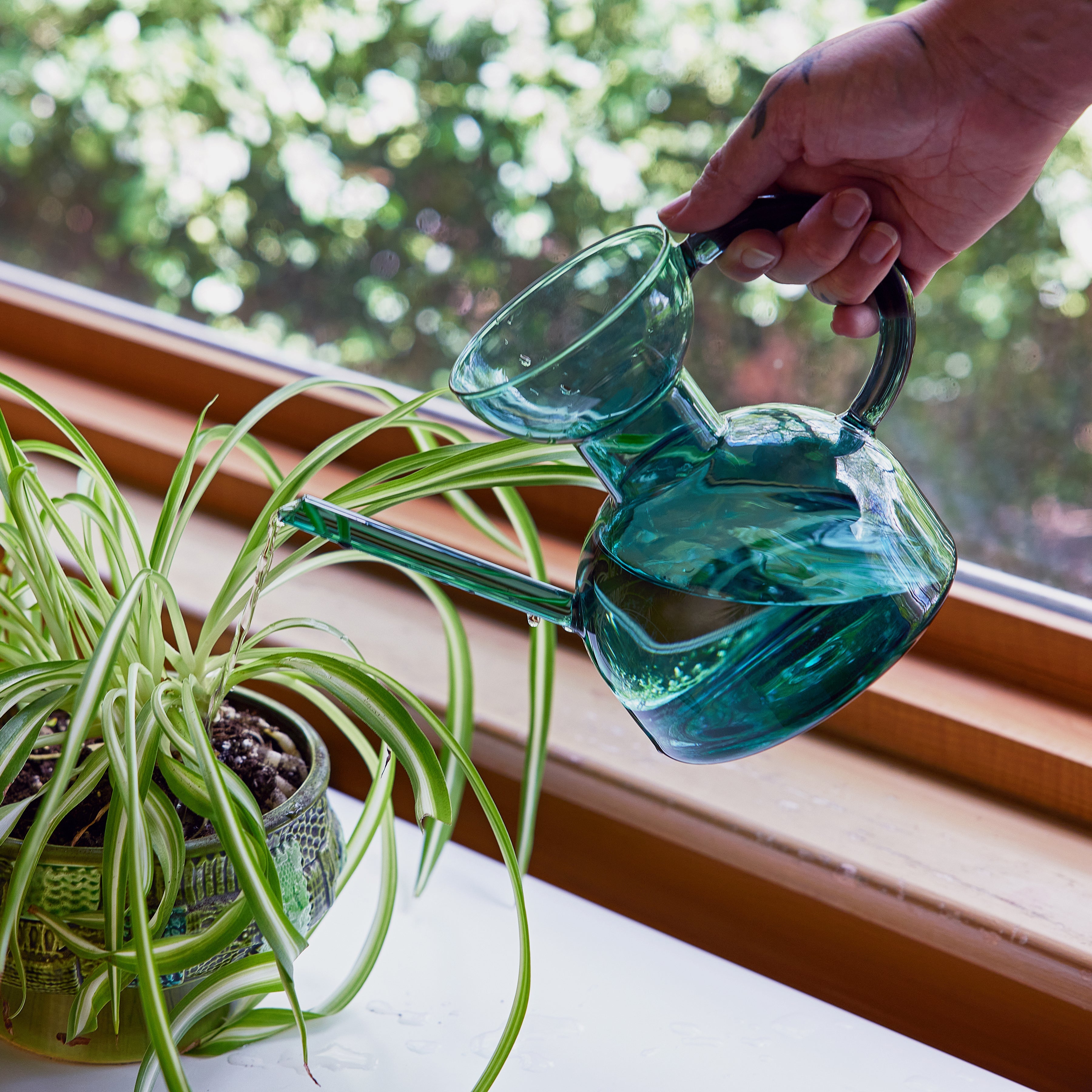 Decorative Glass Watering Can - 32 Fl Oz
