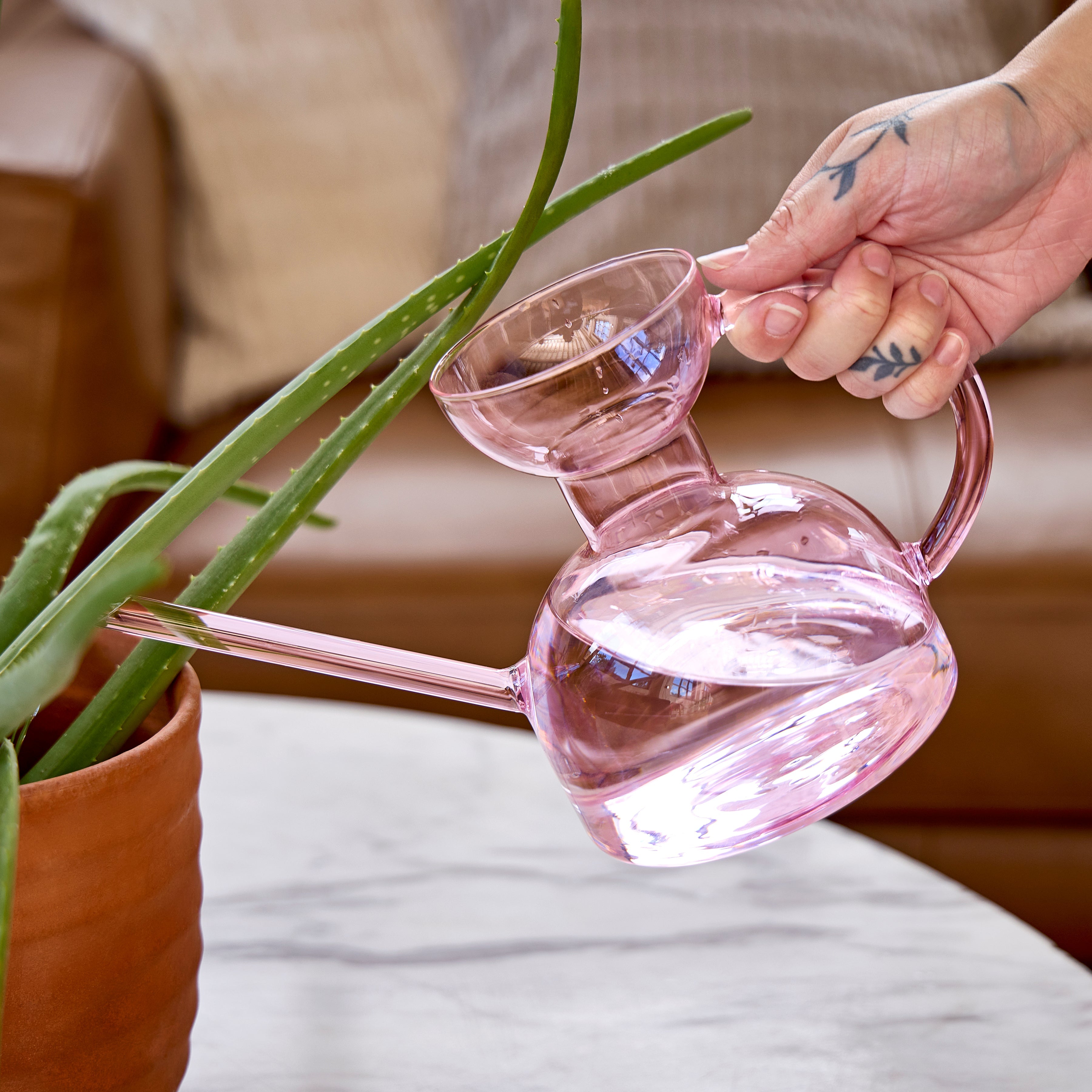 Decorative Glass Watering Can - 32 Fl Oz