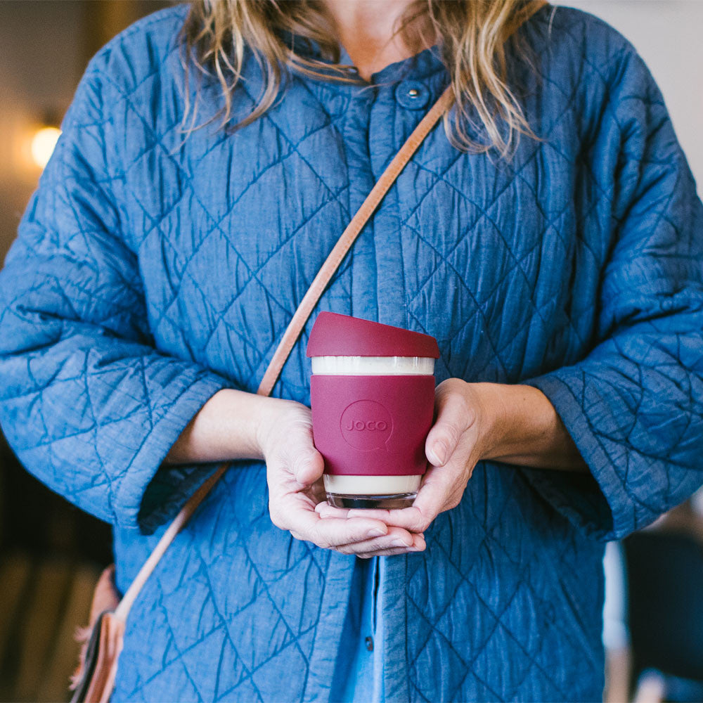 Reusable Glass Coffee Cup 12oz