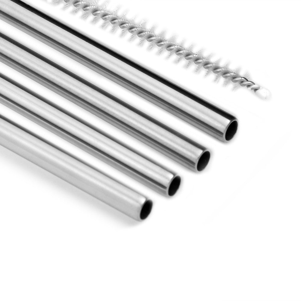 Curved Stainless Steel Straws 4-Pack
