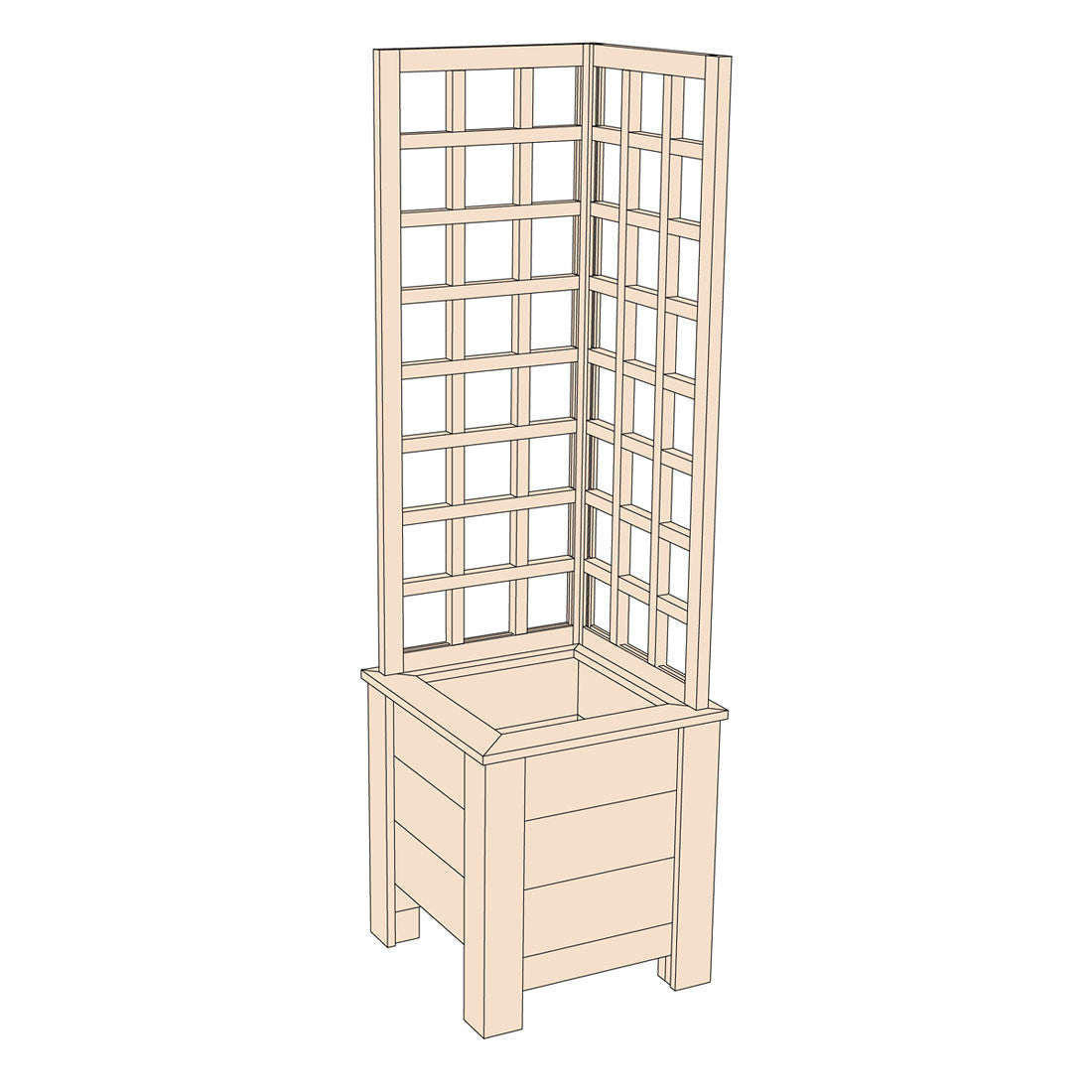 Natural Cedar Planter Box with L-Trellis