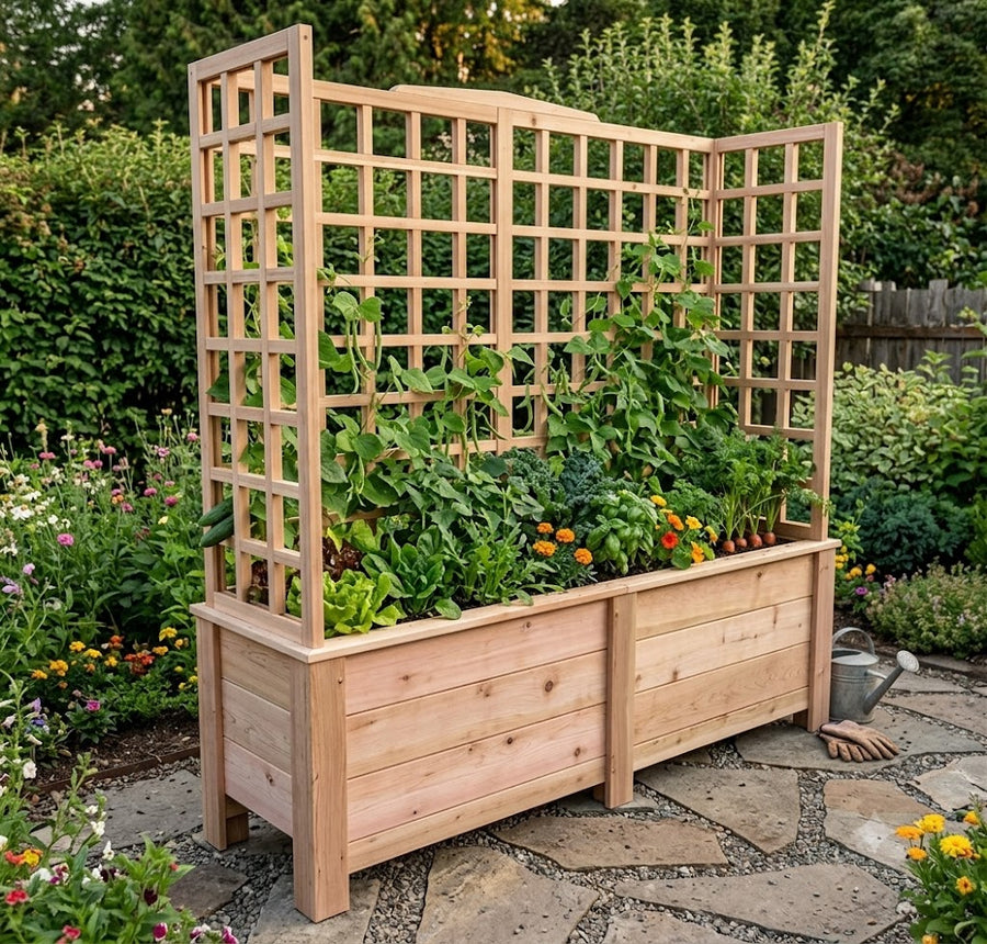 Natural Cedar Planter Box with U-Trellis