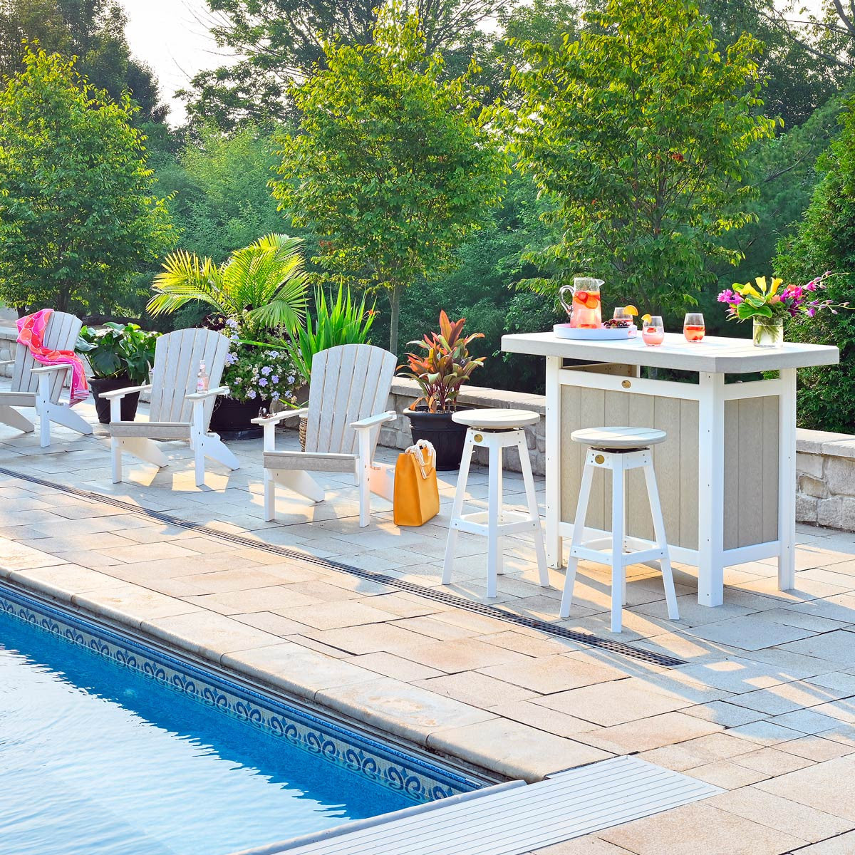 Birch & White with Classic Serving Bar and Classic Adirondack Chairs