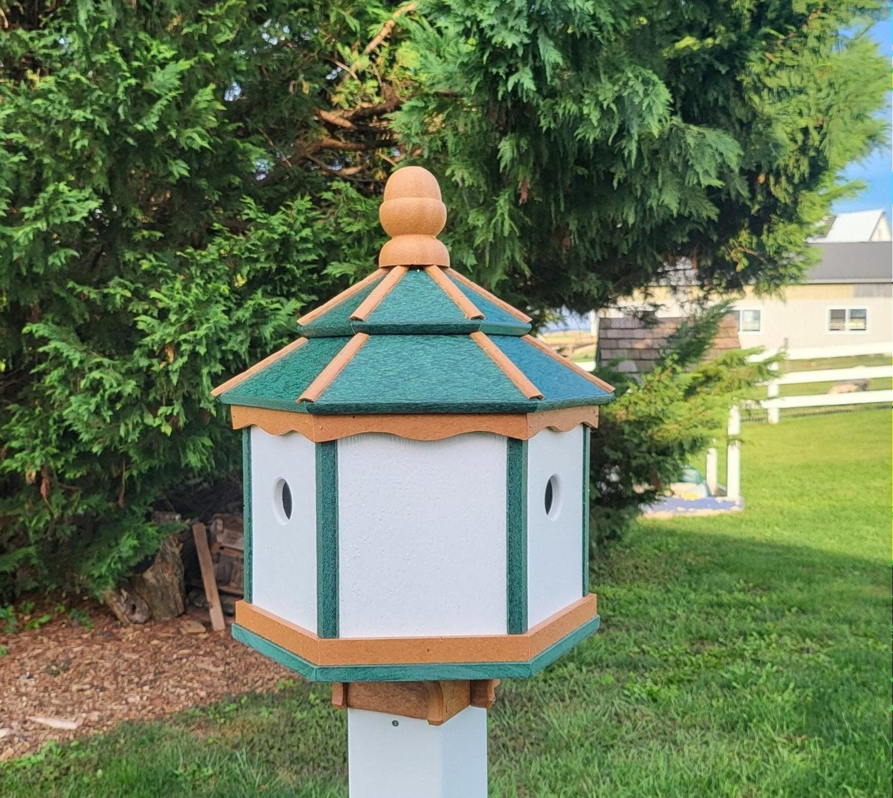 Durable Amish-Made Poly Gazebo Birdhouse With 3 Nesting Holes