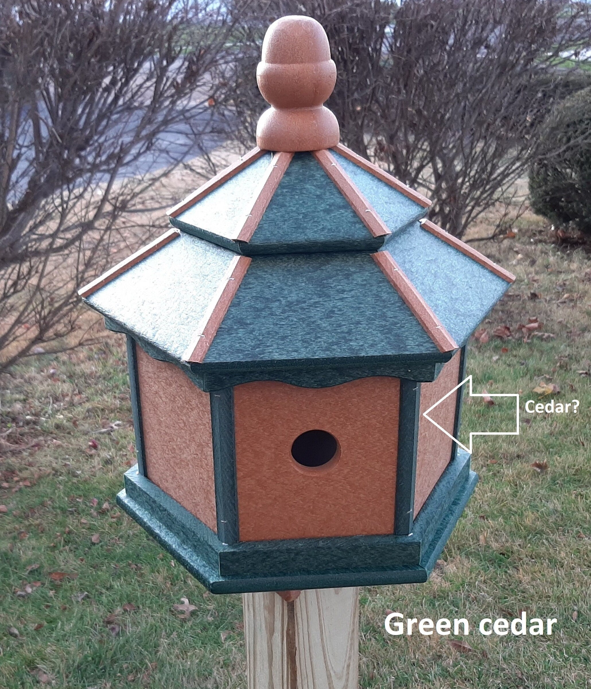 Durable Amish-Made Poly Gazebo Birdhouse With 3 Nesting Holes