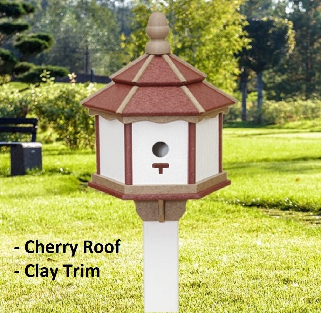 Durable Amish-Made Poly Gazebo Birdhouse With 3 Nesting Holes