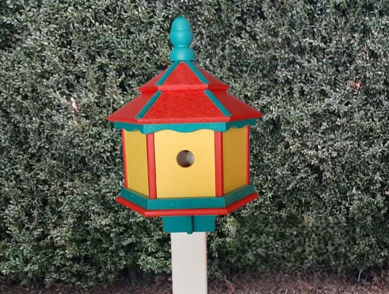Durable Amish-Made Poly Gazebo Birdhouse With 3 Nesting Holes