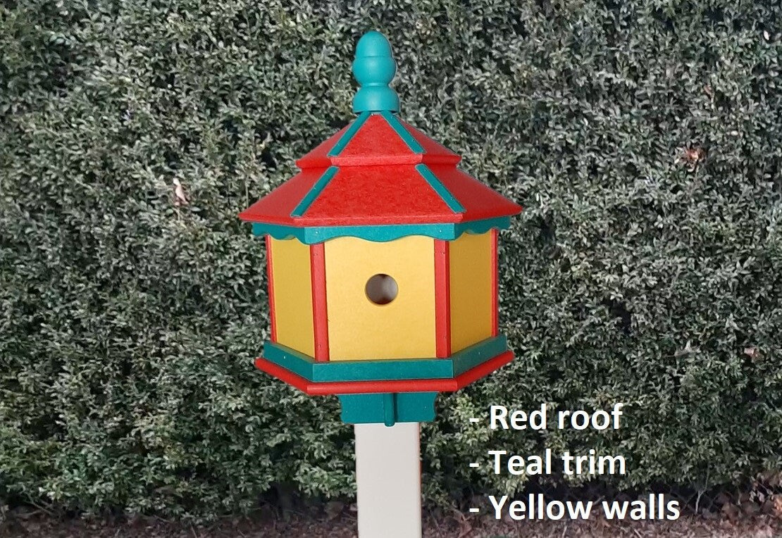 Durable Amish-Made Poly Gazebo Birdhouse With 3 Nesting Holes