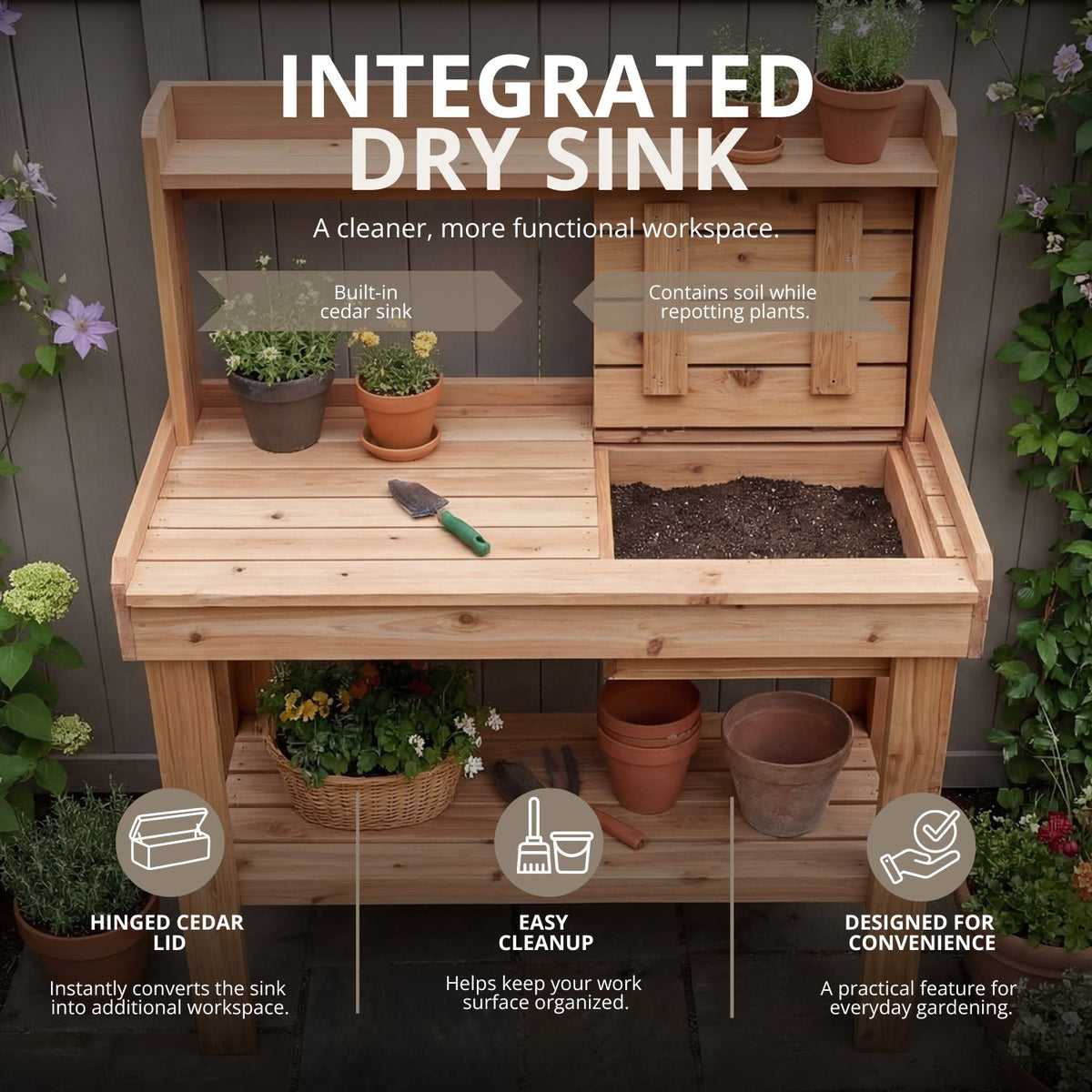 4' x 2' Cedar Potting Bench