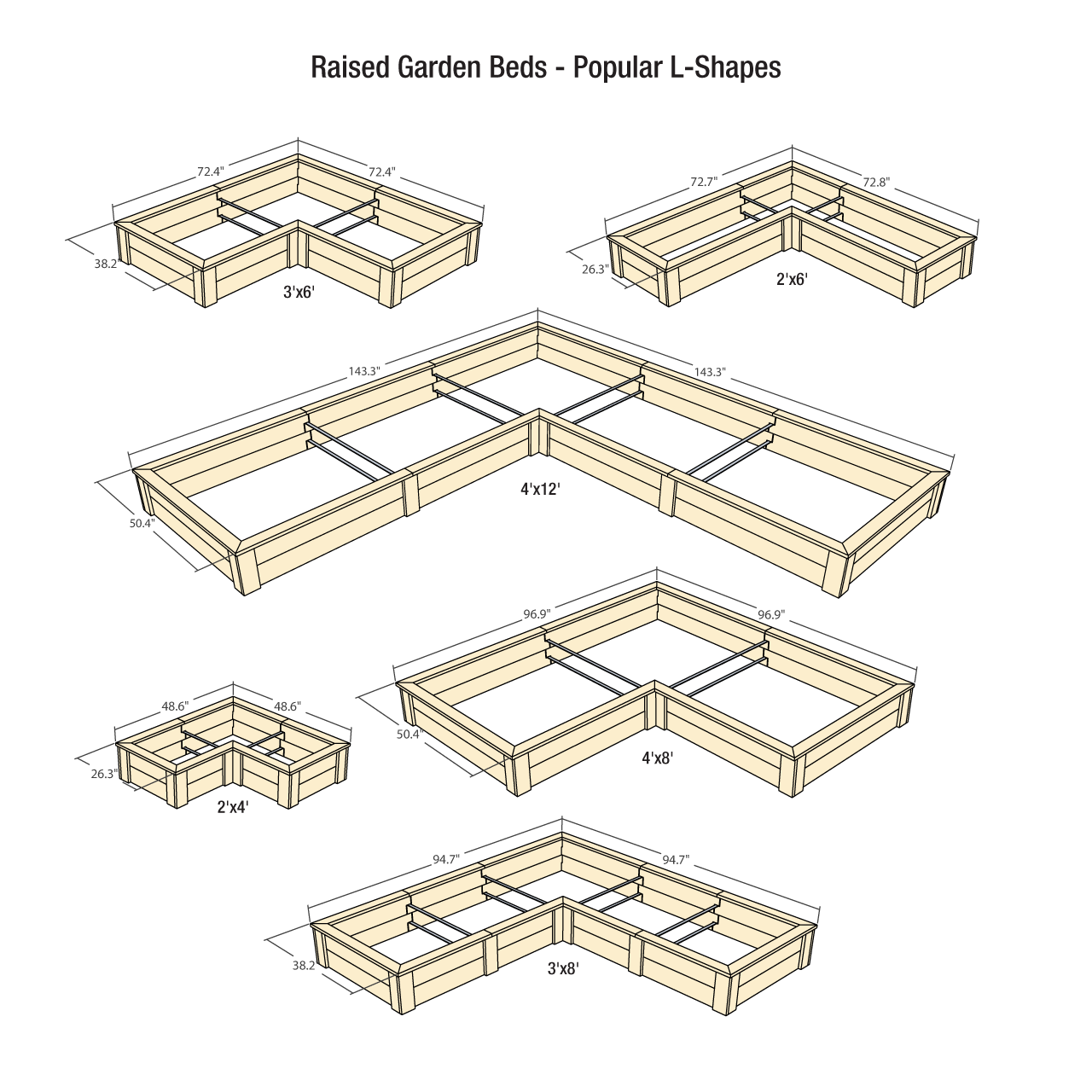 Natural Cedar L-Shaped Raised Garden Beds