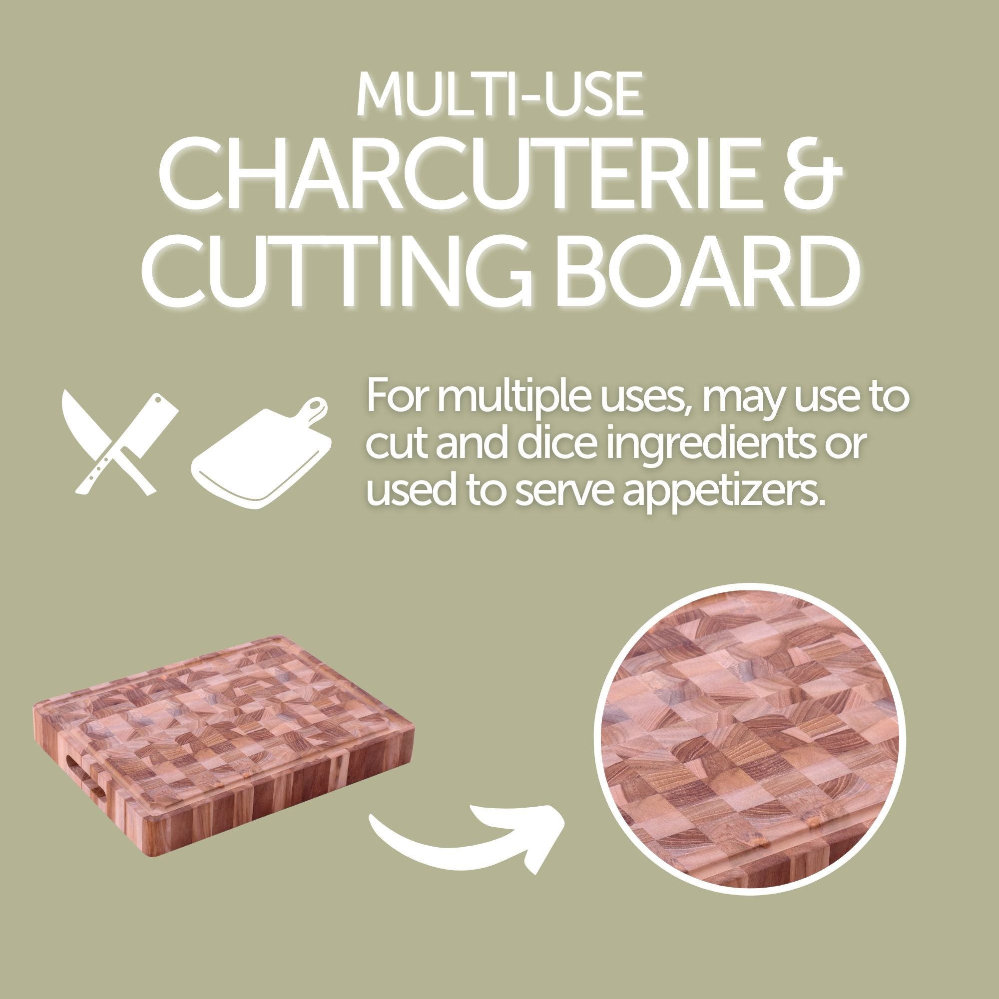 Adobe Checkered Teak Cutting & Serving Board