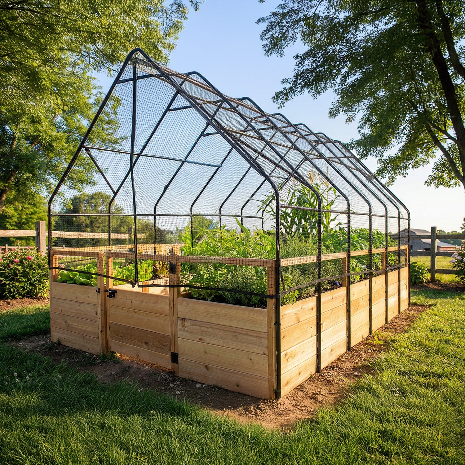 Cedar Complete Raised Garden Bed Kit with Bird Netting Cover 8' x 12'