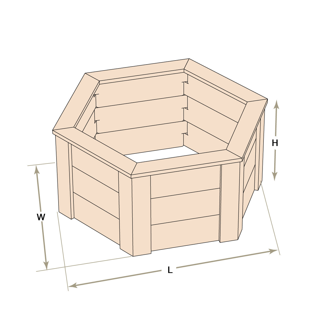 Natural Cedar Hexagon Raised Beds