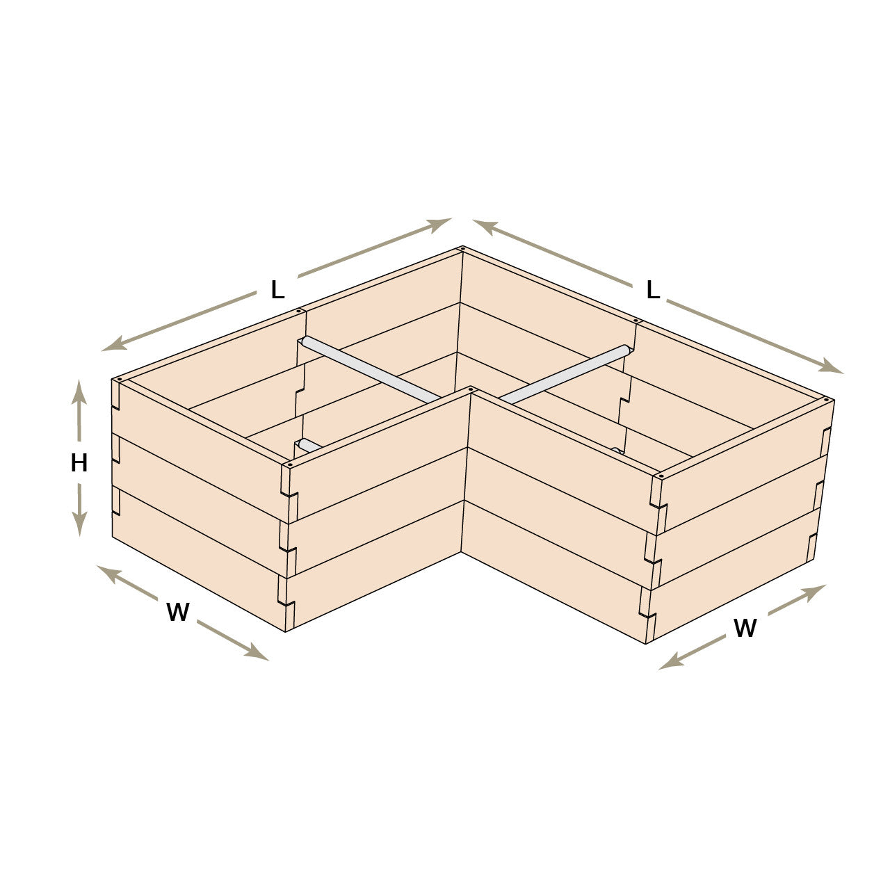 Classic Natural Cedar L-Shaped Raised Garden Beds