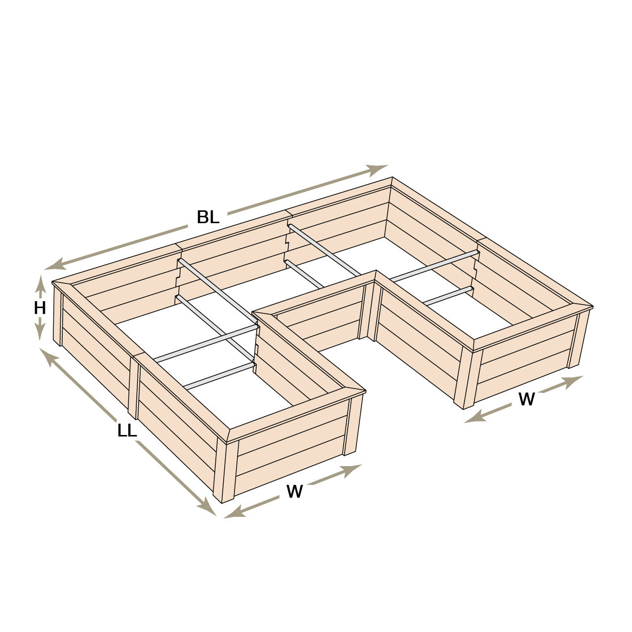Natural Cedar 12' U-Shaped Raised Beds with Trellis