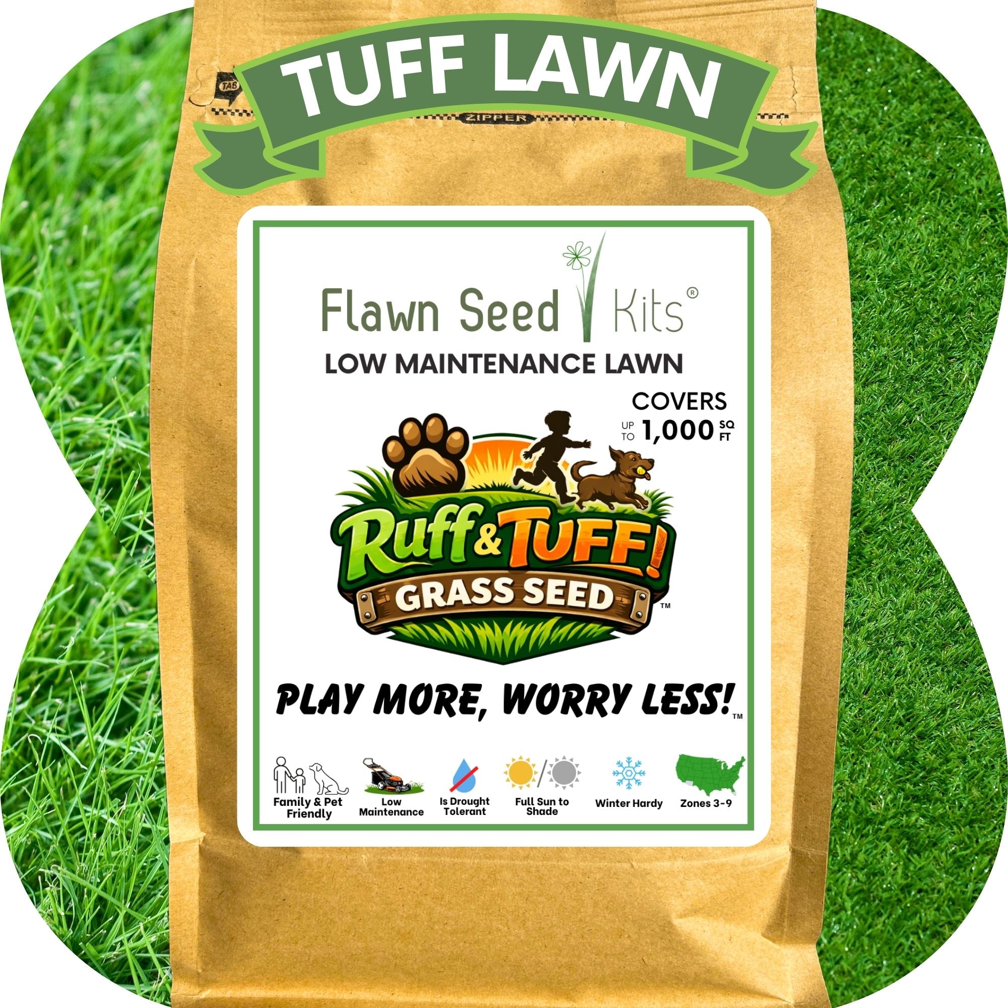 RUFF & TUFF Grass Seed - Premium Low Maintenance Fescue Blend