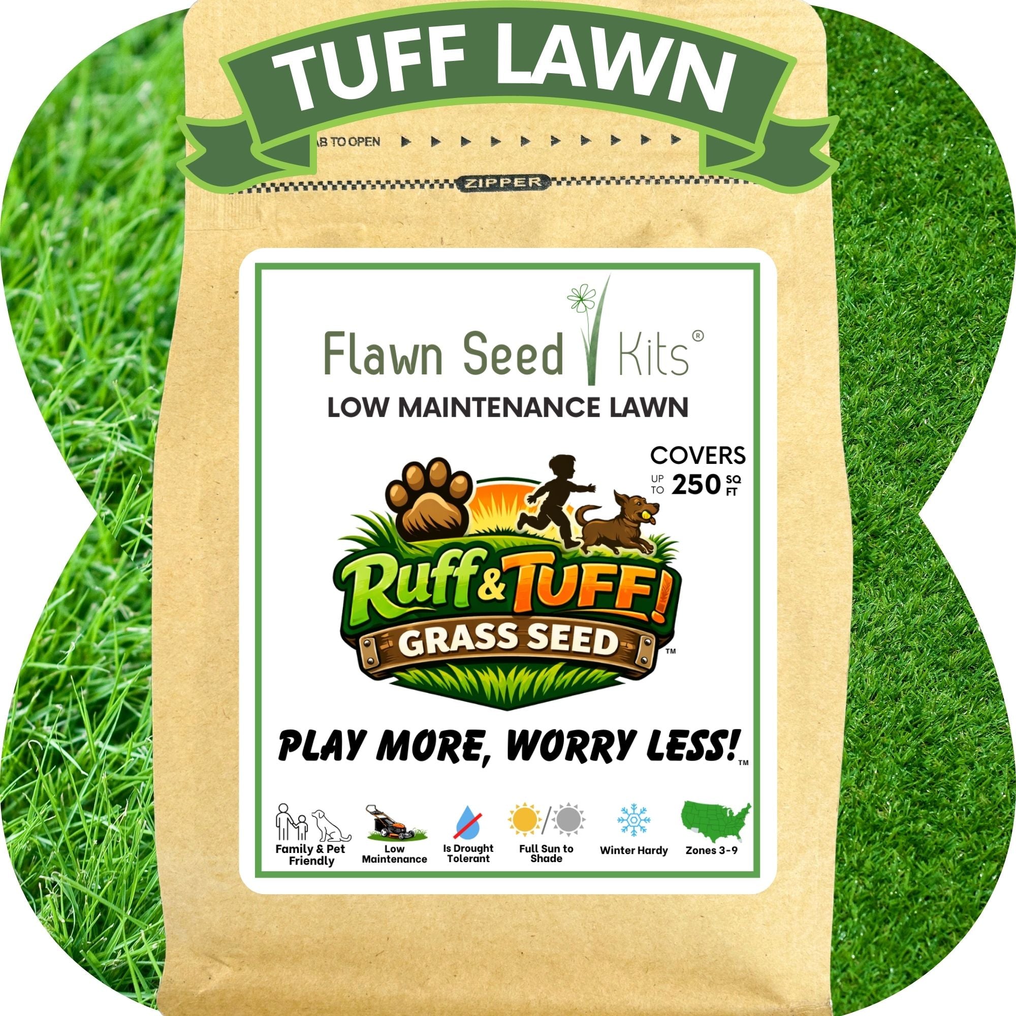 RUFF & TUFF Grass Seed - Premium Low Maintenance Fescue Blend