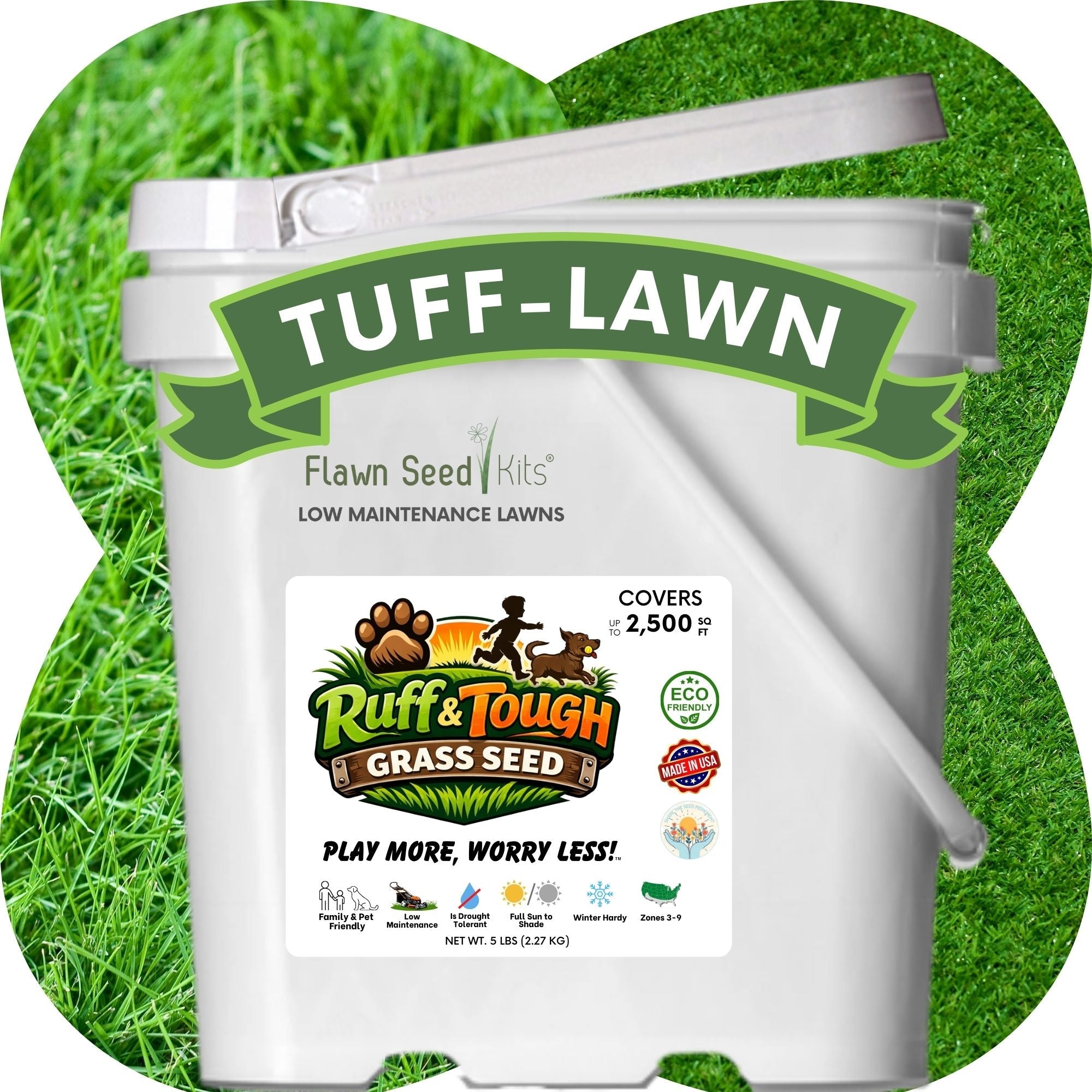 RUFF & TUFF Grass Seed - Premium Low Maintenance Fescue Blend