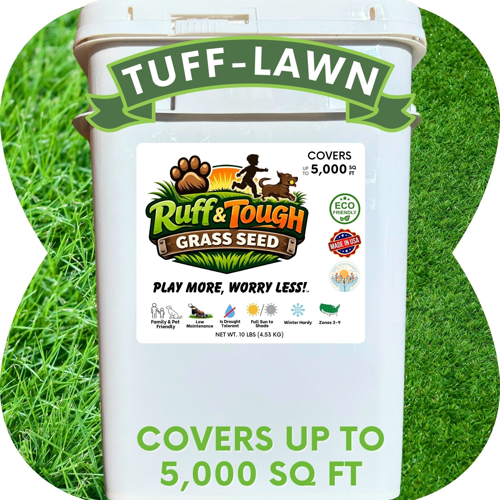 RUFF & TUFF Grass Seed - Premium Low Maintenance Fescue Blend