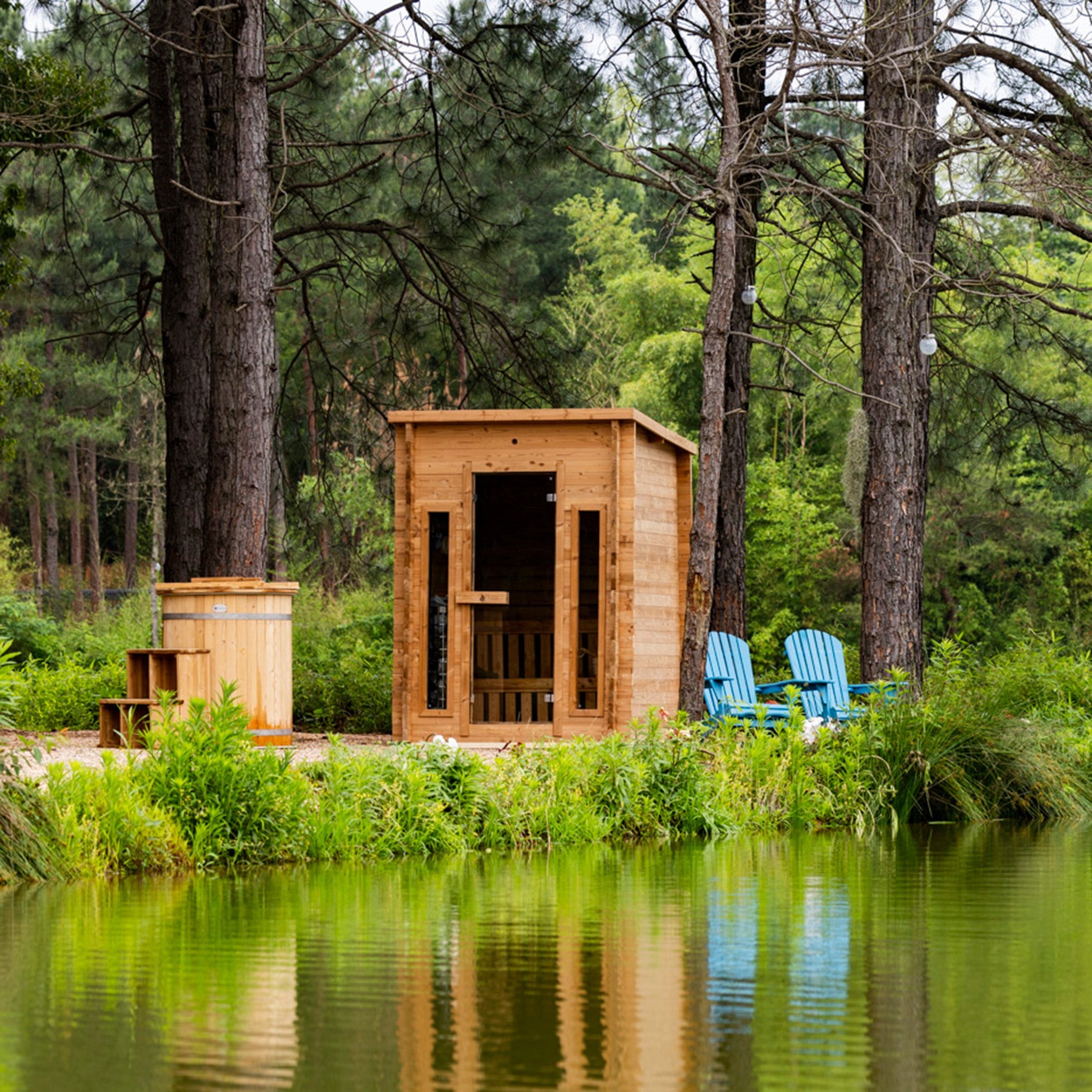Cabin Outdoor Sauna - 4 Person w/ Harvia KIP 8kW Heater – Eartheasy