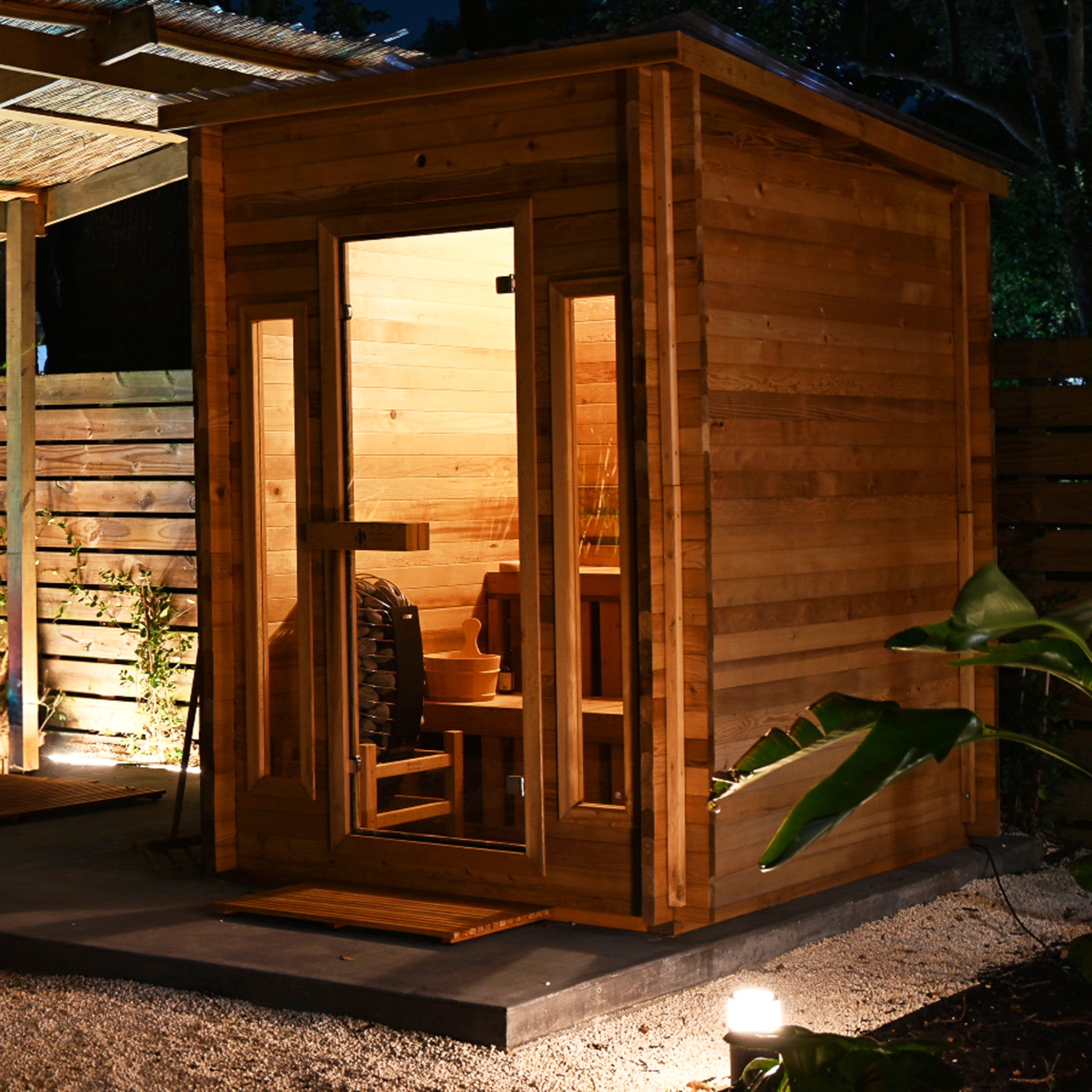Cabin Outdoor Sauna - 4 Person w/ Harvia Spirit Wi-Fi 8kW Heater