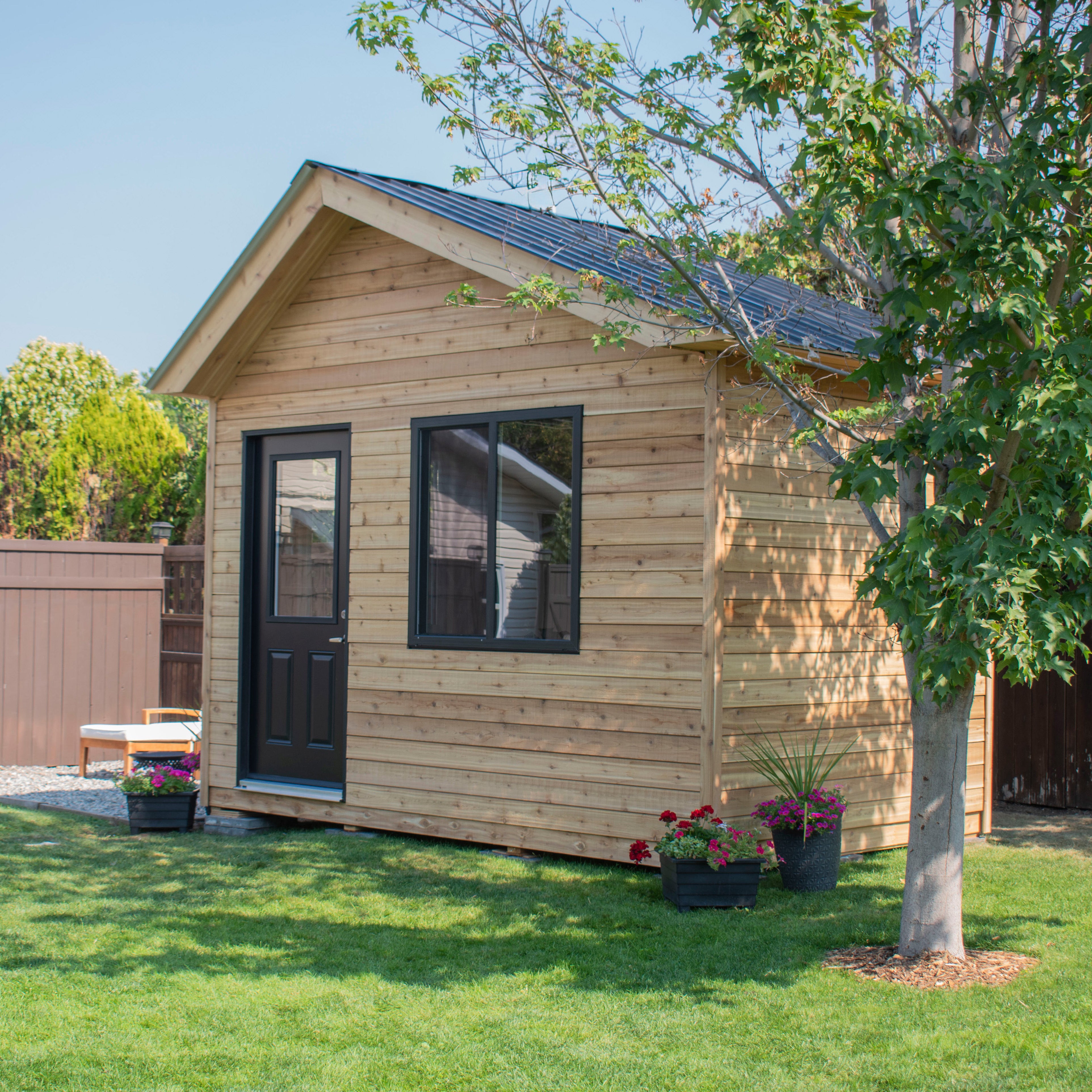 12' × 8' Cedar Saltbox Studio – Modern Outdoor Office