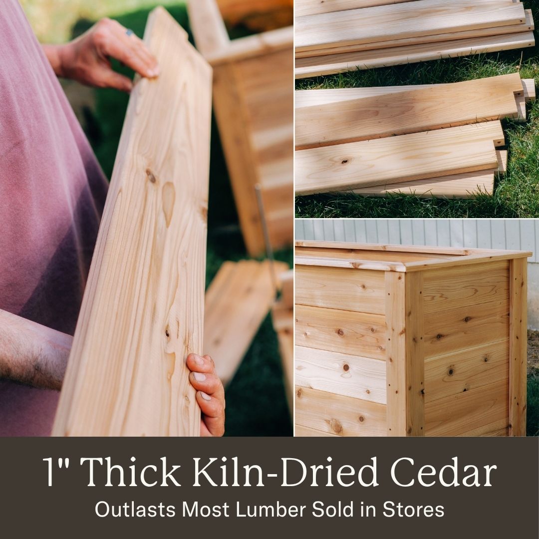 Natural Cedar L-Shaped Raised Beds with Trellis