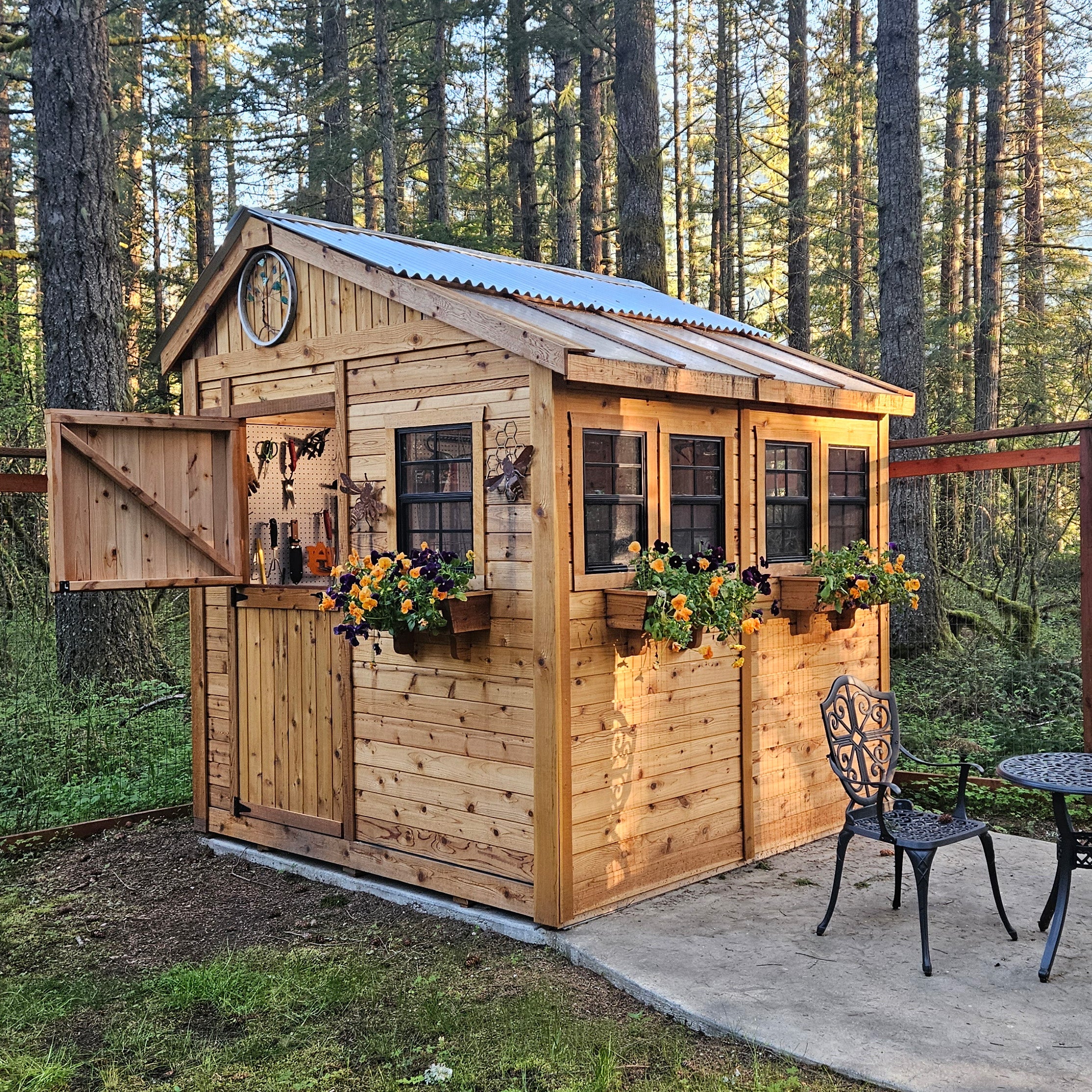 Sunshed 8' x 8' Western Red Cedar Garden Shed - Eartheasy
