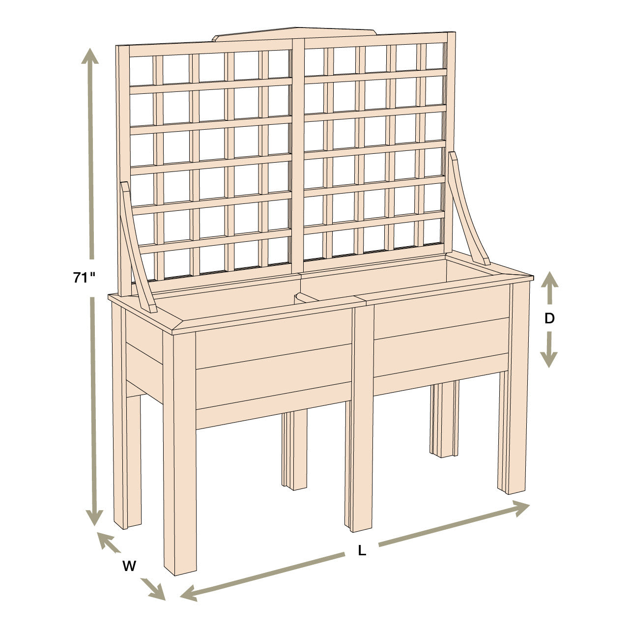 Natural Cedar Elevated Planter with Trellis
