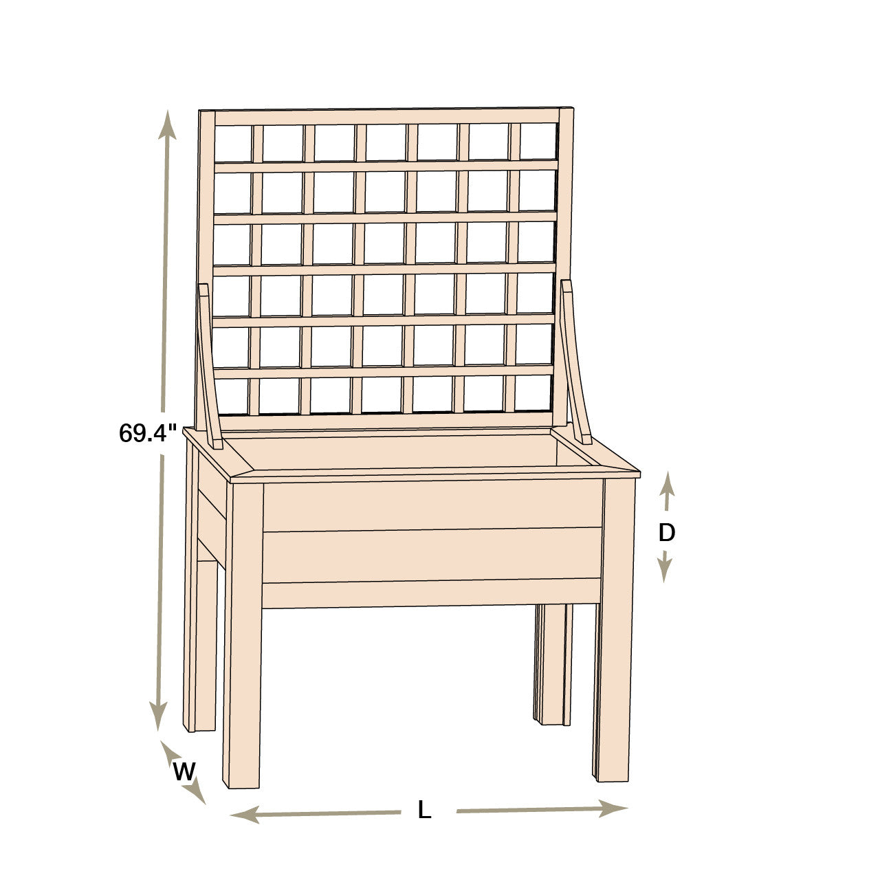 Natural Cedar Elevated Planter with Trellis