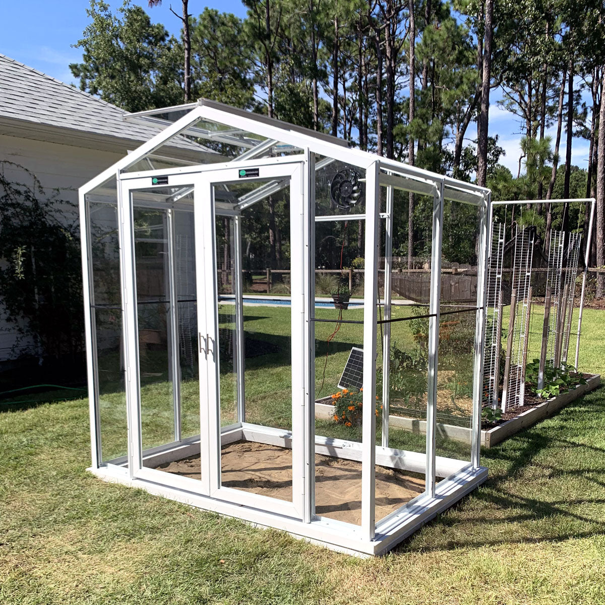5' x 8' Compact Sago Glass Greenhouse