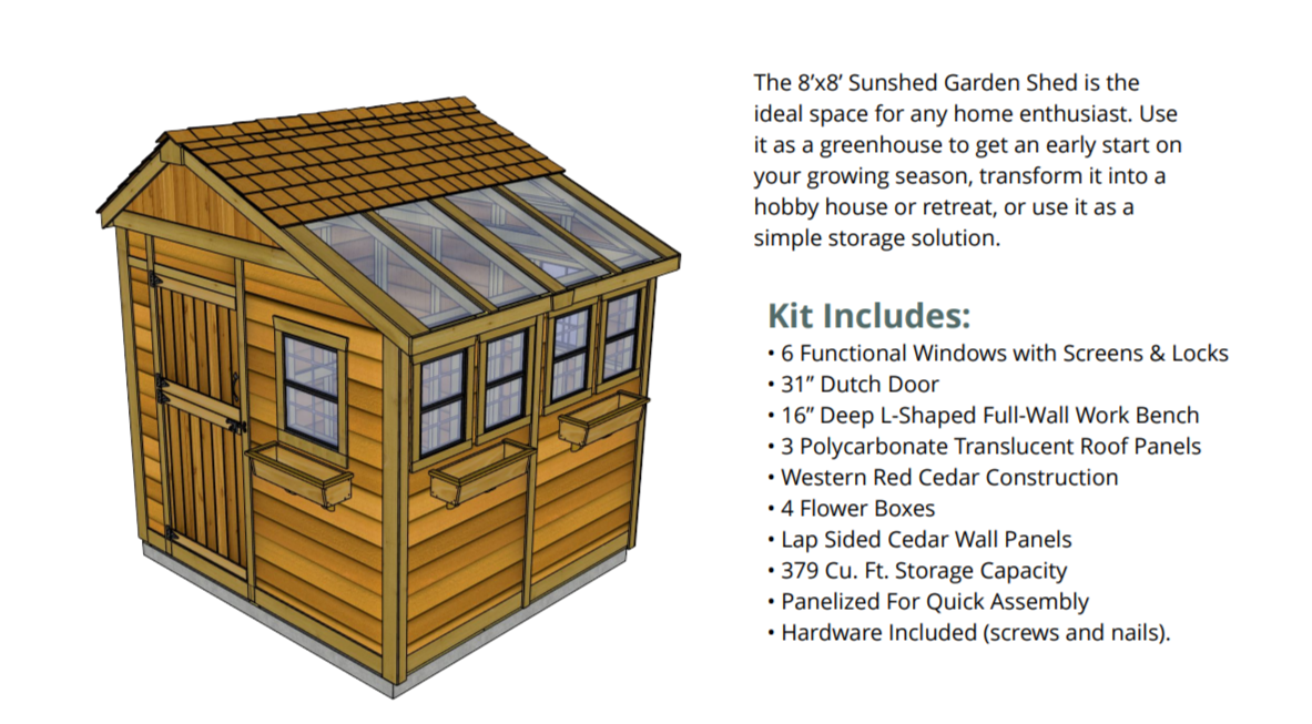 8' x 8' SunShed Garden Shed