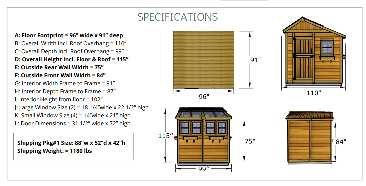 8' x 8' SunShed Garden Shed