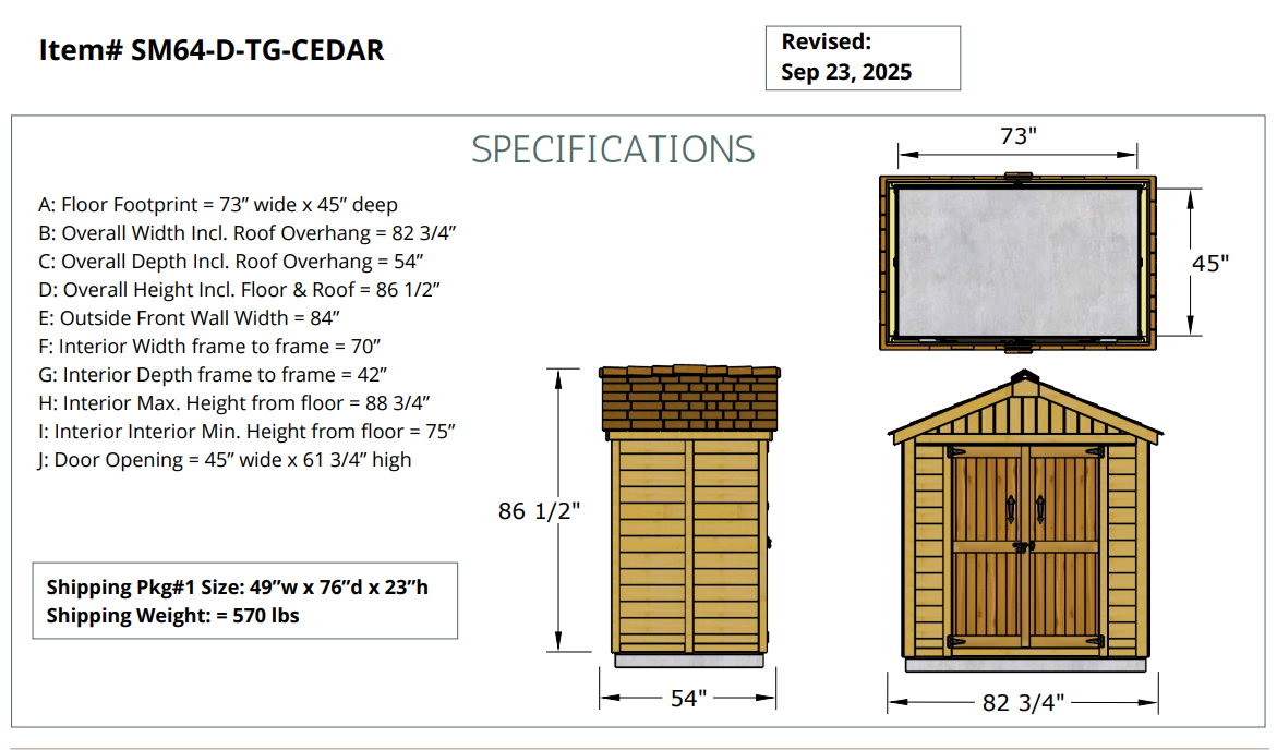 6' x 4' Space Master Storage Shed - Double Doors