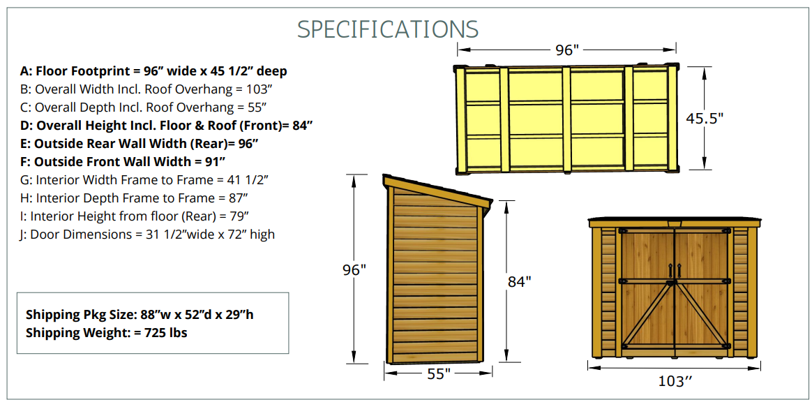 8' x 4' SpaceSaver Storage Shed - Double Doors