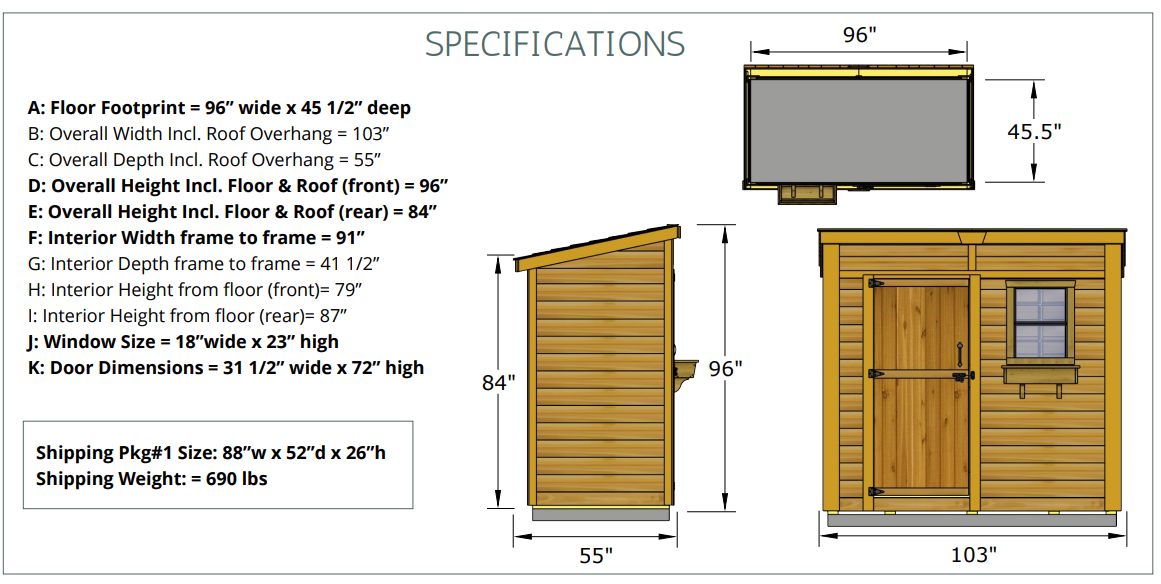 8' x 4' SpaceSaver Storage Shed - Single Door