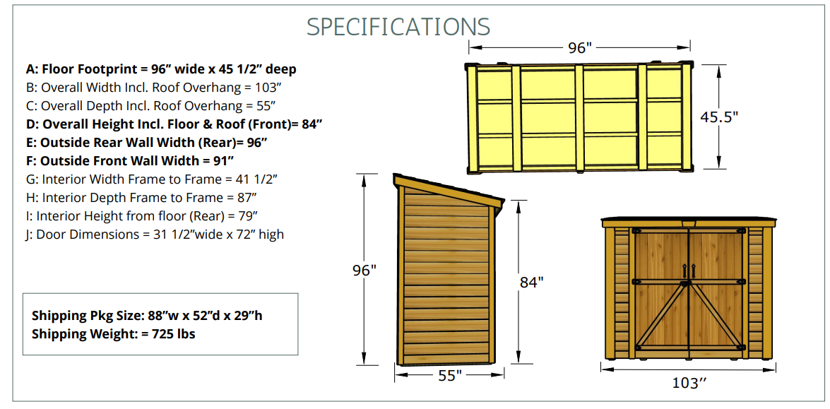 8' x 4' GardenSaver Storage Shed - Double Doors