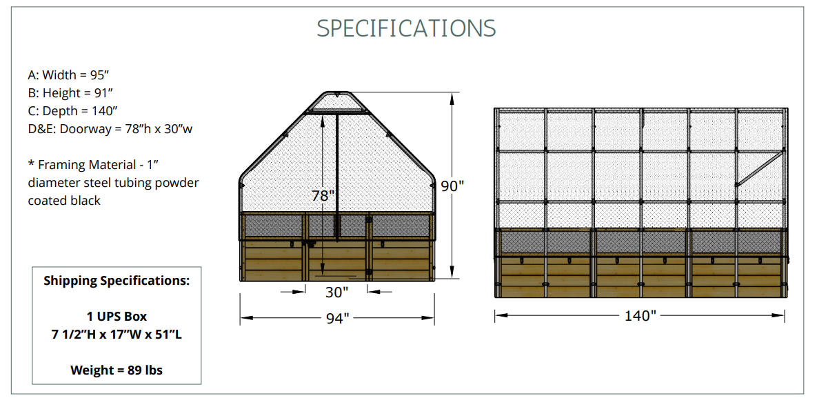 Cedar Complete Raised Garden Bed Kit with Bird Netting Cover 8' x 16'