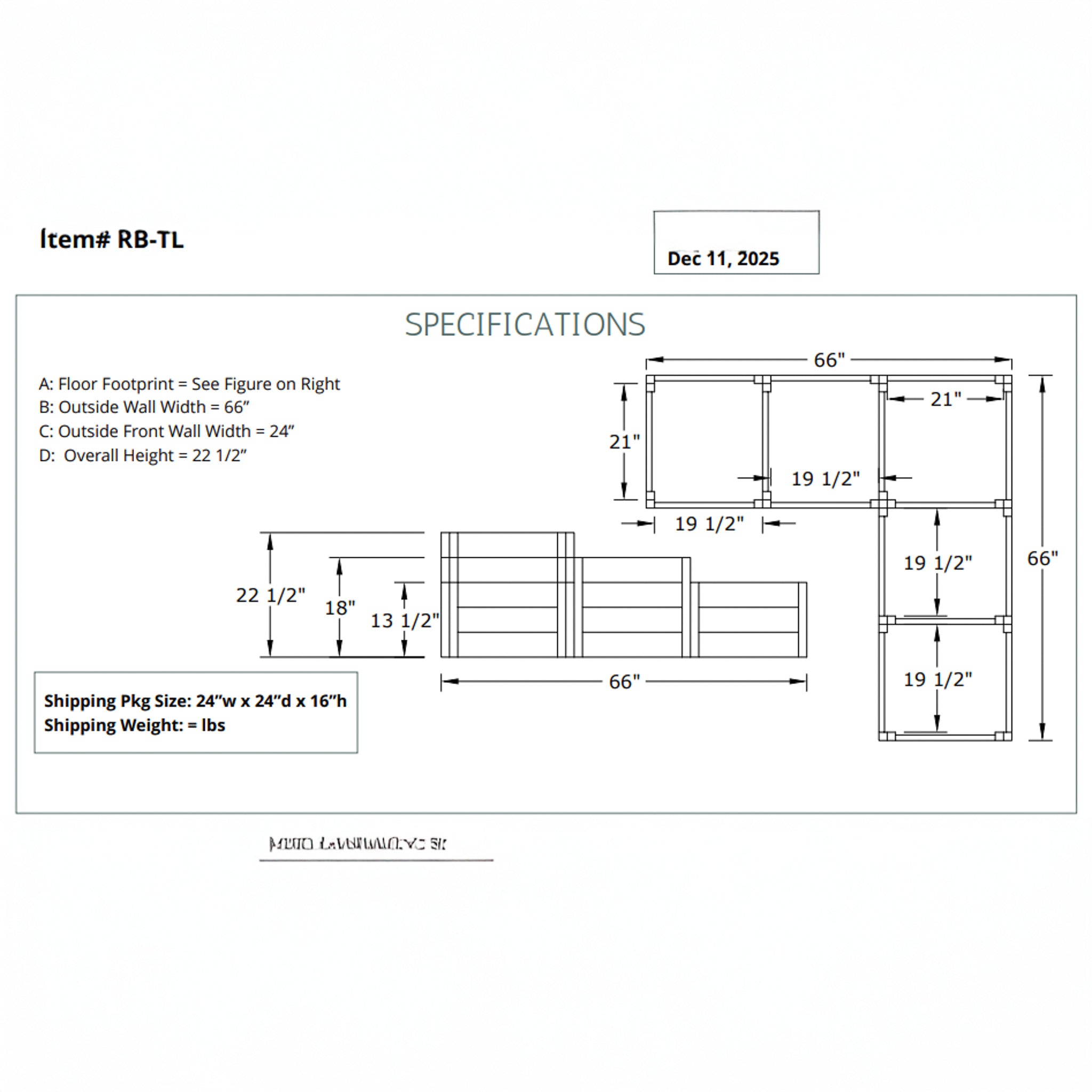 L-Shaped Tiered Cedar Garden Bed 5.5' x 2'