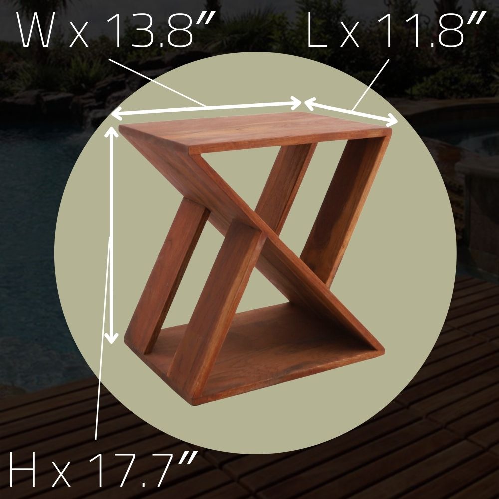 Natural Teak Slatted Stool