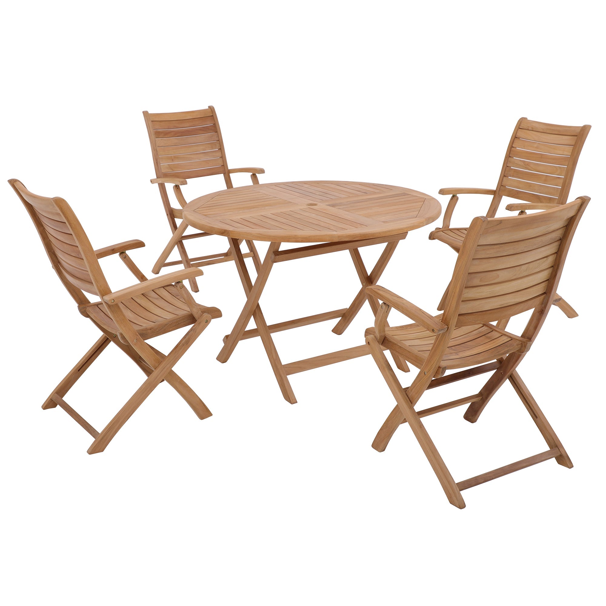 Natural Teak Naples Outdoor Folding Dining Table - 47" Round
