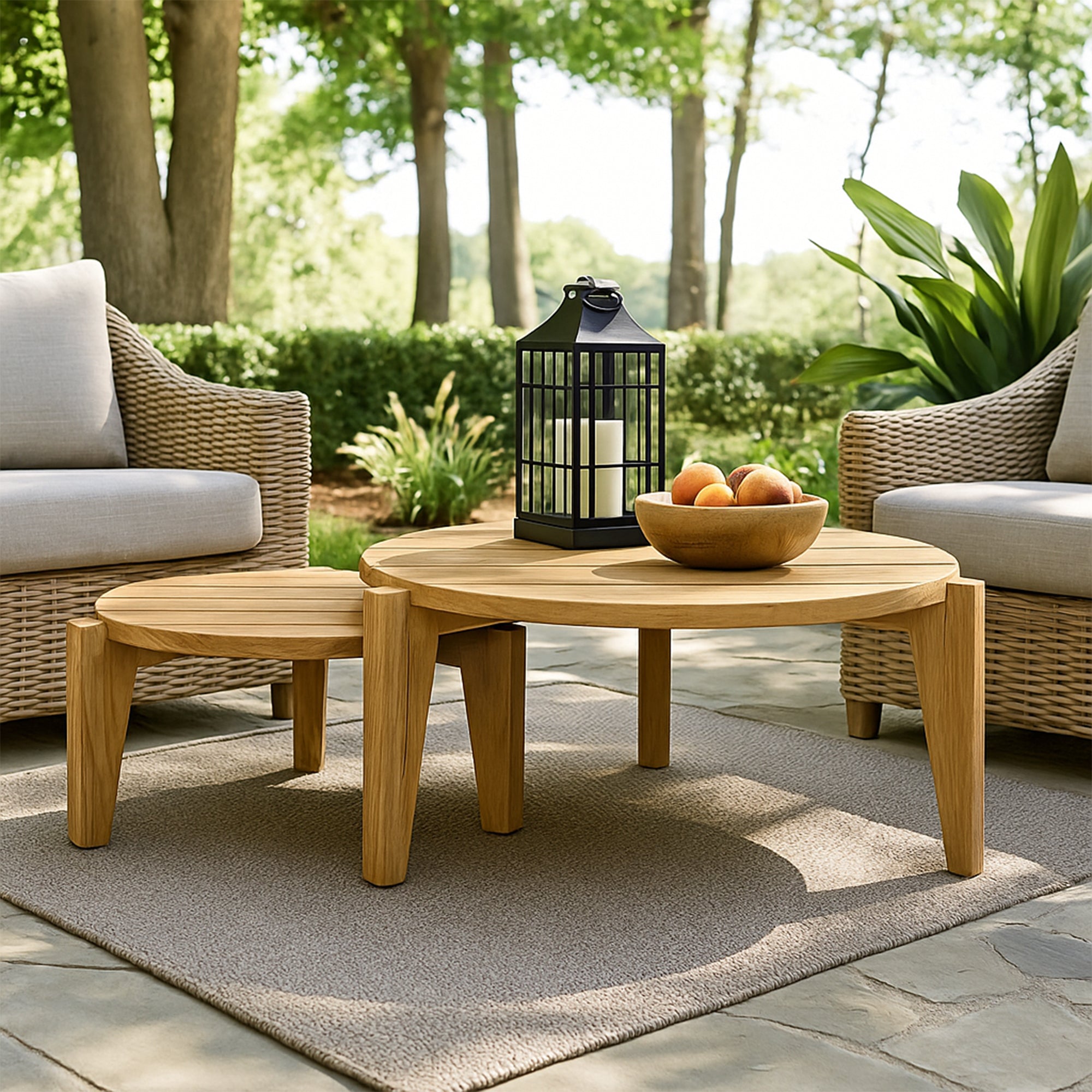 Natural Teak Carlsbad Circular Coffee Table - 23-33" Round