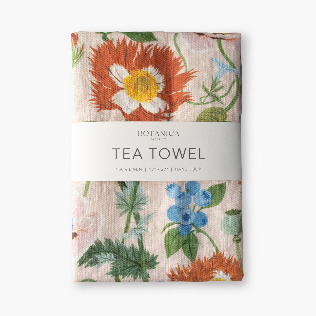 Poppies Tea Towel - 100% Linen Dishcloth
