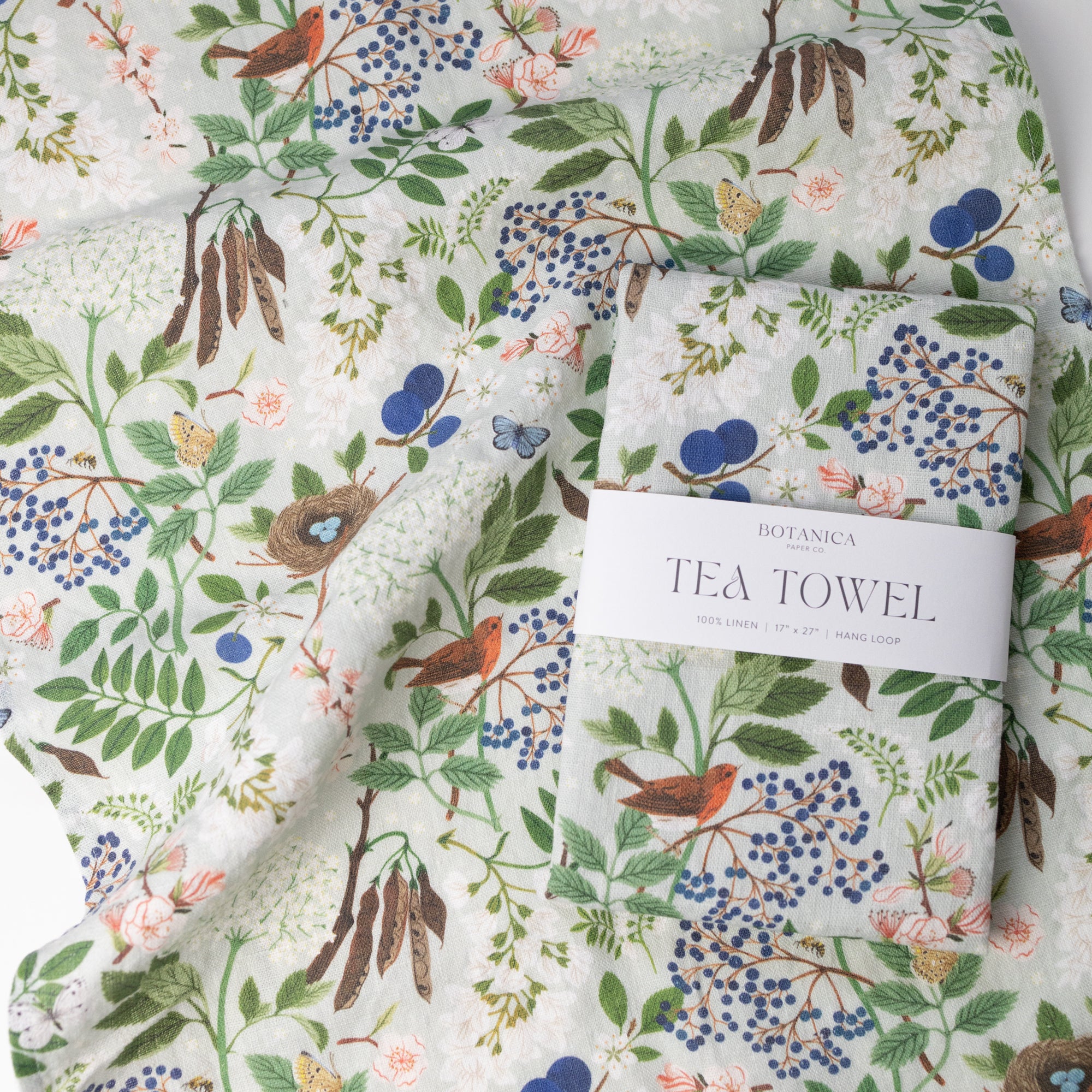 Flowering Trees Tea Towel - 100% Linen Dishcloth
