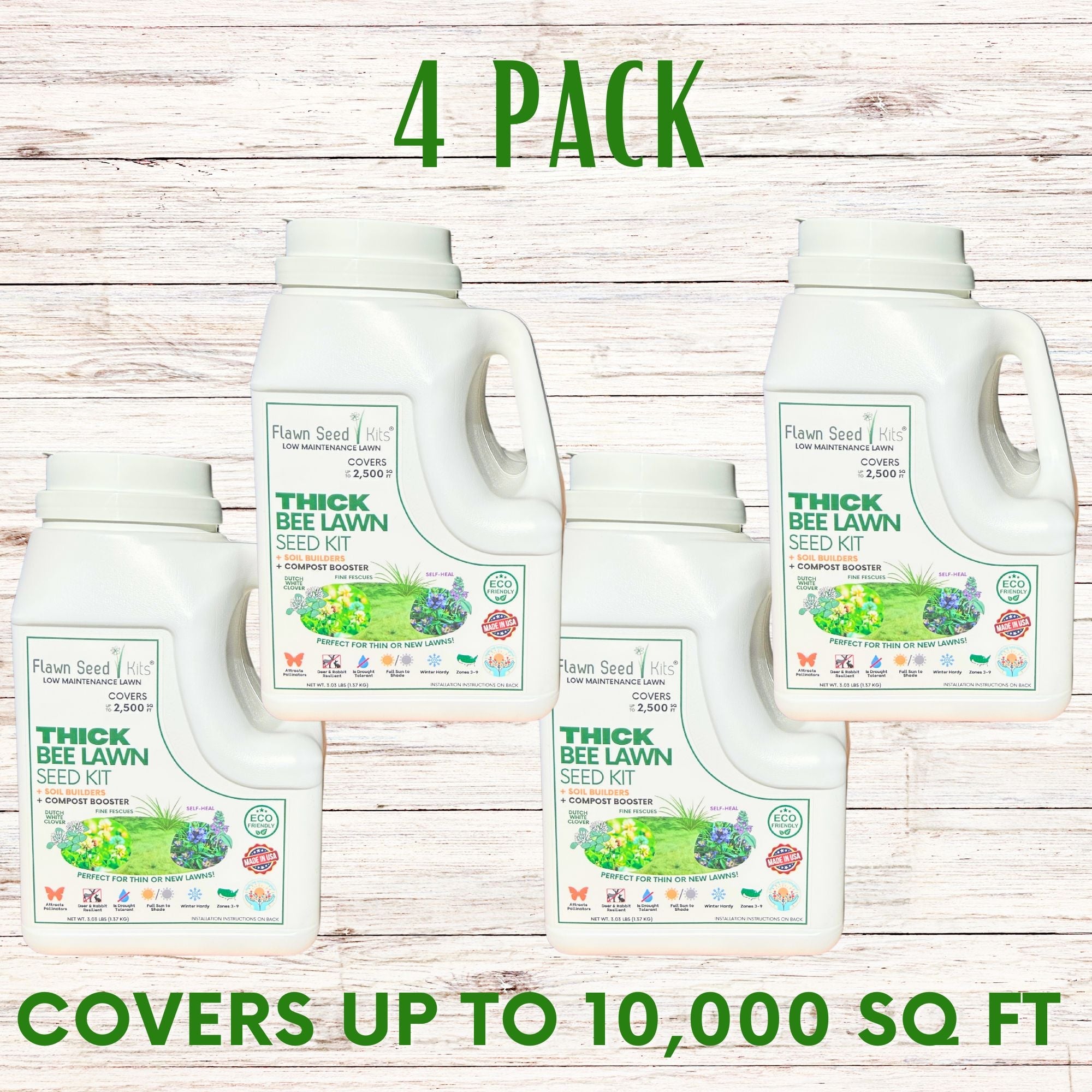 Thick Bee Lawn Blend - Dutch White Clover, Self-Heal, & Fine Fescue Seed Kit