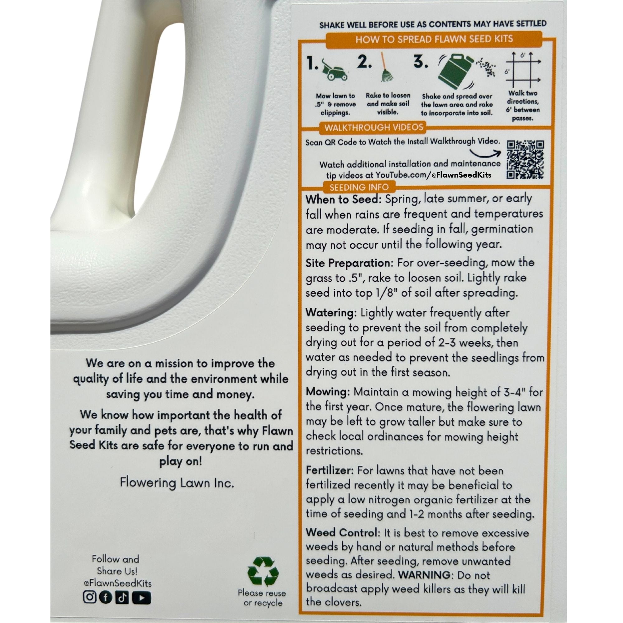 Thick Bee Lawn Blend - Dutch White Clover, Self-Heal, & Fine Fescue Seed Kit