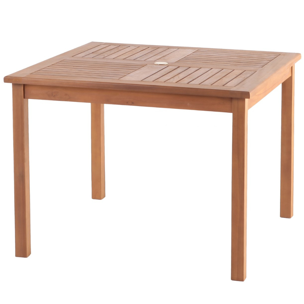 Natural Teak Telluride 4-Person Outdoor Dining Table - 39" Square Table