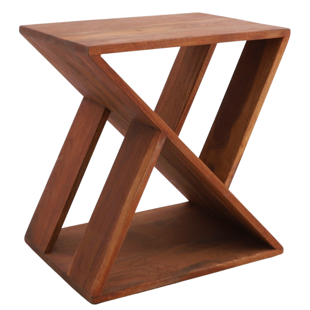 Natural Teak Slatted Stool