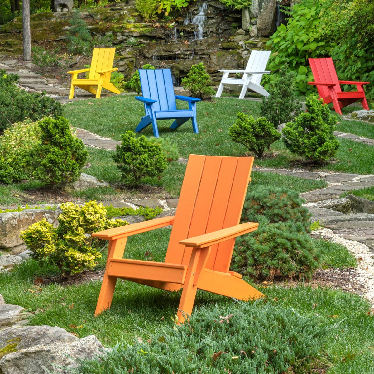 Tangerine, Yellow, blue, White & Red